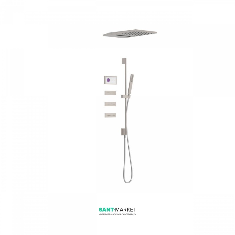 Електронна душова система прихованого монтажу Tres Shower Technology з термостатом і штангою сталь/білий 09286407AC
