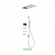 Електронна душова система прихованого монтажу Tres Shower Technology з термостатом і штангою хром/чорний 09288407