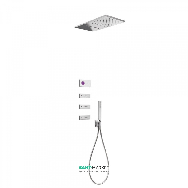 Электронная душевая система скрытого монтажа Tres Shower Technology с термостатом хром/белый 09286408
