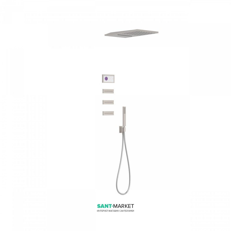 Электронная душевая система скрытого монтажа Tres Shower Technology с термостатом сталь/белый 09286408AC
