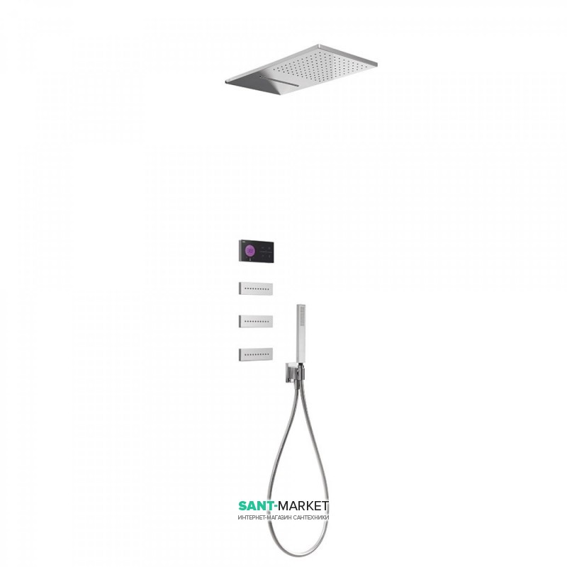 Электронная душевая система скрытого монтажа Tres Shower Technology с термостатом хром/черный 09288408