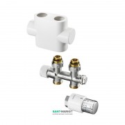 Проходная присоединительная арматура  Oventrop Multiblock T с преднастройкой и термостатом Uni SH белый 1184183