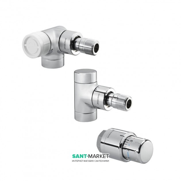 Угловой трехосевой присоединительный набор Oventrop E Uni SH левое подключение хром 1164352