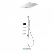Электронная душевая система скрытого монтажа Tres Shower Technology с термостатом и штангой хром/черный 09288403