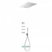 Электронная душевая система скрытого монтажа Tres Shower Technology с термостатом и боковыми форсунками хром/белый 09286404