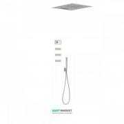 Электронная душевая система скрытого монтажа Tres Shower Technology с термостатом и боковыми форсунками сталь/белый 09286404AC