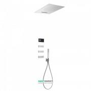 Электронная душевая система скрытого монтажа Tres Shower Technology с термостатом и боковыми форсунками хром/черный 09288404