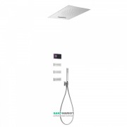 Электронная душевая система скрытого монтажа Tres Shower Technology с термостатом и боковыми форсунками хром/черный 09288404