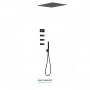 Электронная душевая система скрытого монтажа Tres Shower Technology с термостатом и боковыми форсунками черный матовый/черный 09288404NM