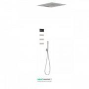 Электронная душевая система скрытого монтажа Tres Shower Technology с термостатом и боковыми форсунками сталь/черный 09288404AC
