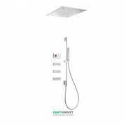 Электронная душевая система скрытого монтажа Tres Shower Technology с термостатом и штангой хром/белый 09286405