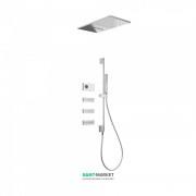 Электронная душевая система скрытого монтажа Tres Shower Technology с термостатом и штангой хром/белый 09286407