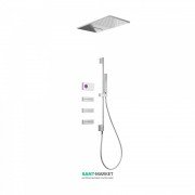 Электронная душевая система скрытого монтажа Tres Shower Technology с термостатом и штангой хром/белый 09286407