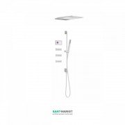 Электронная душевая система скрытого монтажа Tres Shower Technology с термостатом и штангой белый матовый/белый 09286407BM