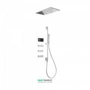 Электронная душевая система скрытого монтажа Tres Shower Technology с термостатом и штангой хром/черный 09288407