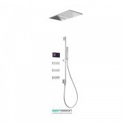 Електронна душова система прихованого монтажу Tres Shower Technology з термостатом і штангою хром/чорний 09288407