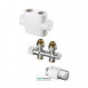 Проходная присоединительная арматура  Oventrop Multiblock T с преднастройкой и термостатом Uni SH белый 1184183