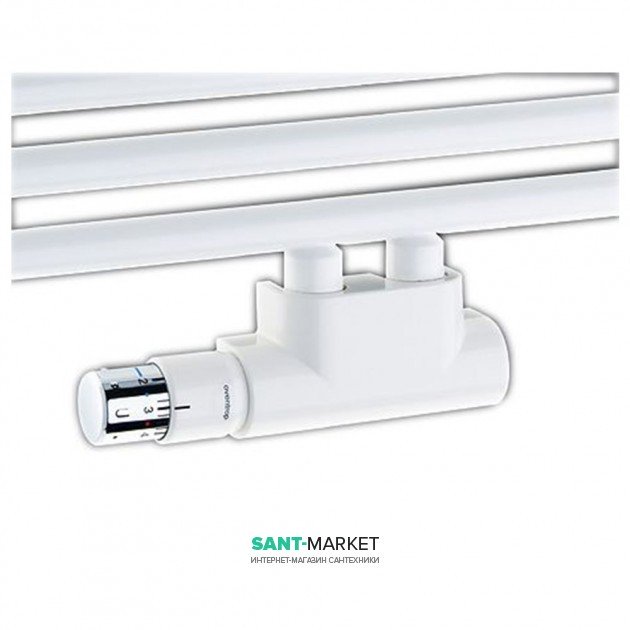 Кутова приєднання трубопроводів арматура Oventrop Multiblock T з преднастройка і термостатом Uni SH білий 1184184