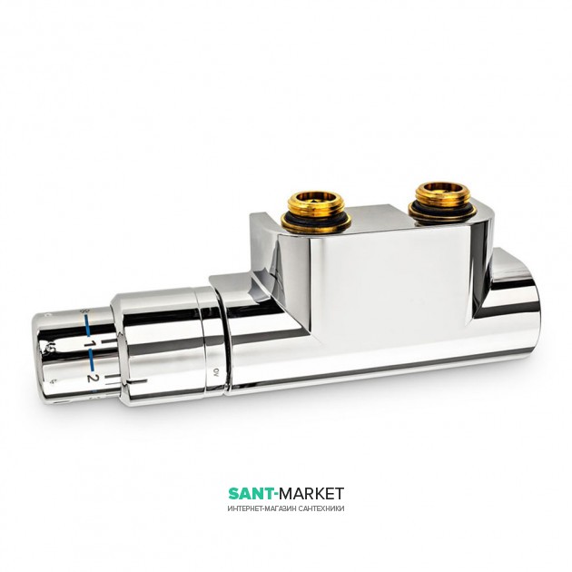 Угловая присоединительная арматура Oventrop Multiblock T с преднастройкой и термостатом Uni SH хром 1184284