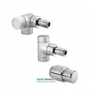 Угловой трехосевой присоединительный набор Oventrop E Uni SH левое подключение хром 1164352