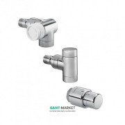 Кутовий трехосевой приєднувальний набір Oventrop E Uni SH праве підключення хром 1164452