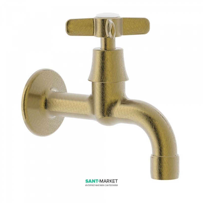 Кран для раковины Tres Tres-Сlasic office настенный одновентильный состаренная латунь 24252001LV