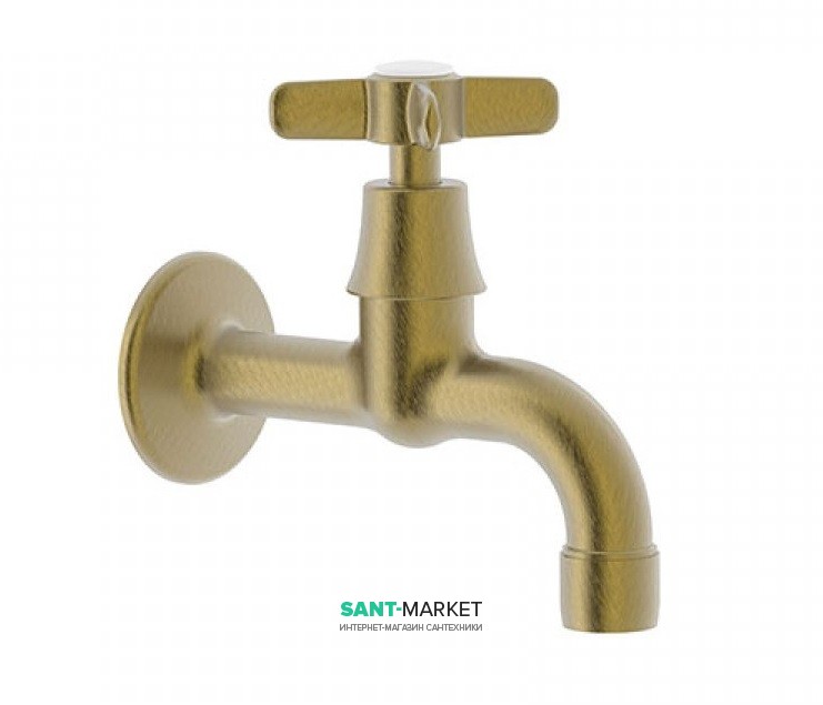 Кран для раковины Tres Tres-Сlasic office настенный одновентильный состаренная латунь матовая 24252001LM
