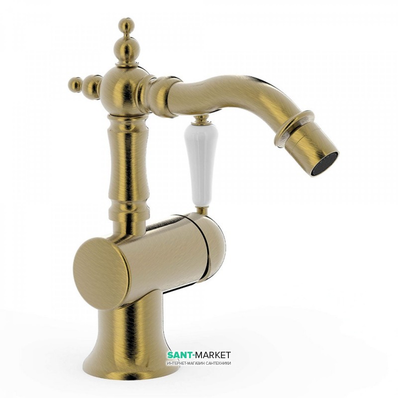 Смеситель для биде Tres Tres-Сlasic однорычажный с поворотным изливом состаренная латунь 24222001LV