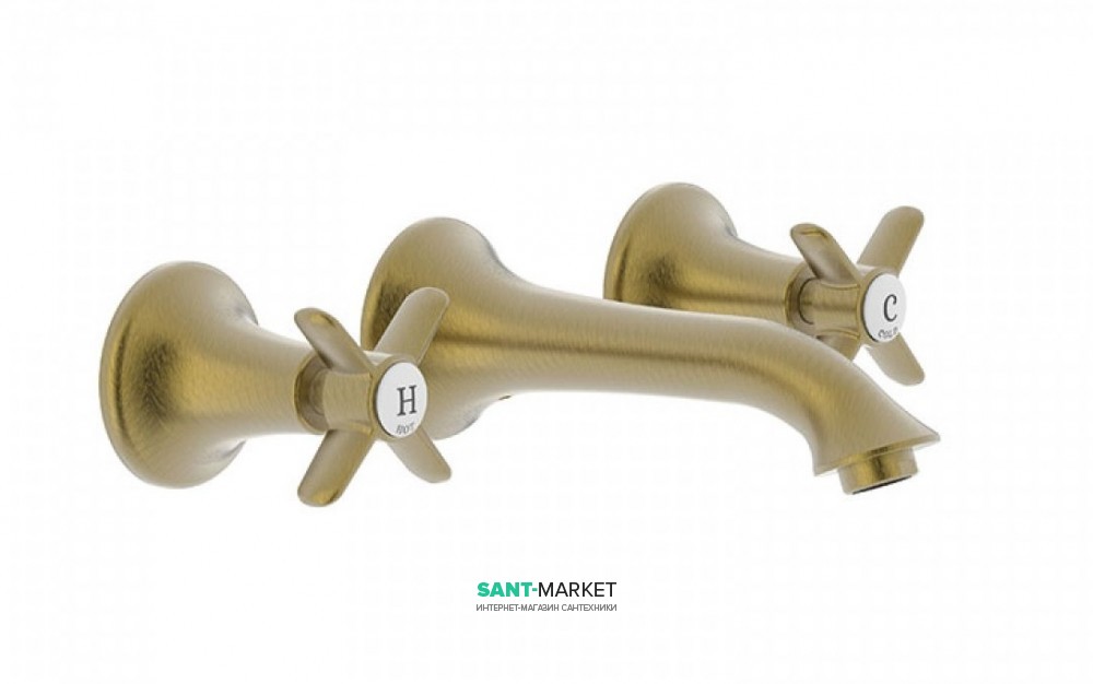 Смеситель для раковины Tres Tres-Сlasic двухвентильный состаренная латунь матовая 24215102LM