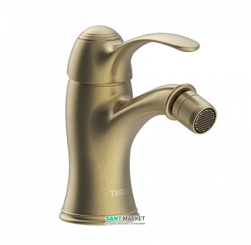 Смеситель для биде Tres Tres-Сlasic однорычажный состаренная латунь матовая 24212001LM