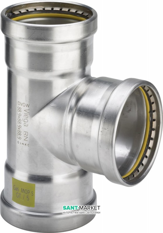 Трійник Viega Sanpress Inox G 0218XL з SC-Contur d76,1хd22хd76,1 нержавіюча сталь 632465