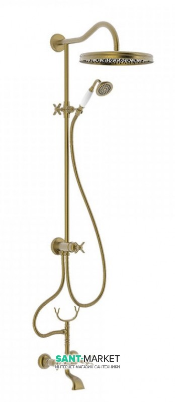 Душова стійка Tres Tres-Clasic з двовентильним змішувачем зістарена латунь матова 24217602LM