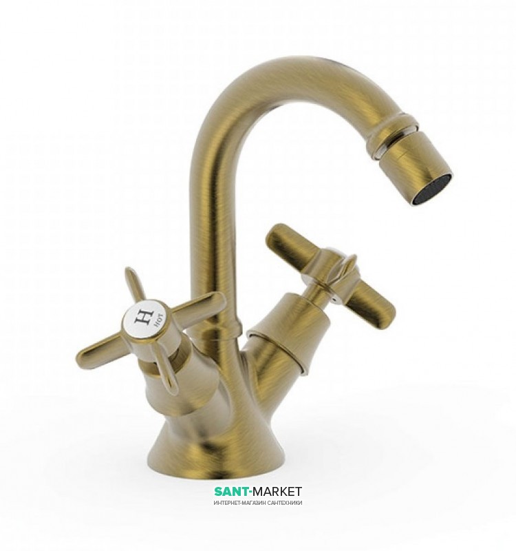 Смеситель для биде Tres Tres-Сlasic двухвентильный состаренная латунь матовая 24212201LM