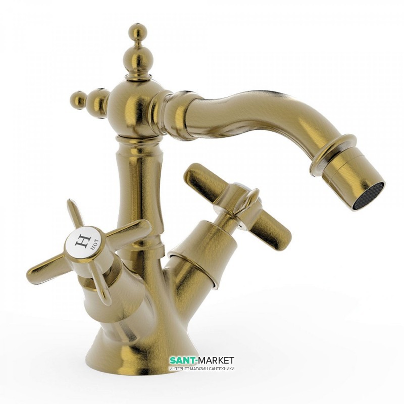 Змішувач для біде Tres Tres-Clasic двовентильний зістарена латунь 24212202LV