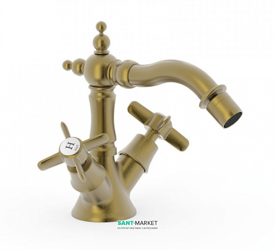Смеситель для биде Tres Tres-Сlasic двухвентильный состаренная латунь матовая 24212202LM