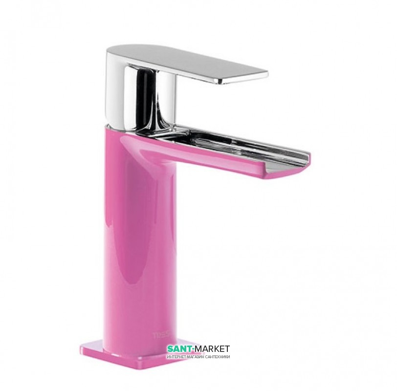 Смеситель для раковины Tres Loft colors однорычажный с открытым каскадным изливом фуксия/хром 20011001FU