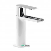 Смеситель для раковины Tres Loft colors однорычажный с открытым каскадным изливом белый/хром 20011001BL