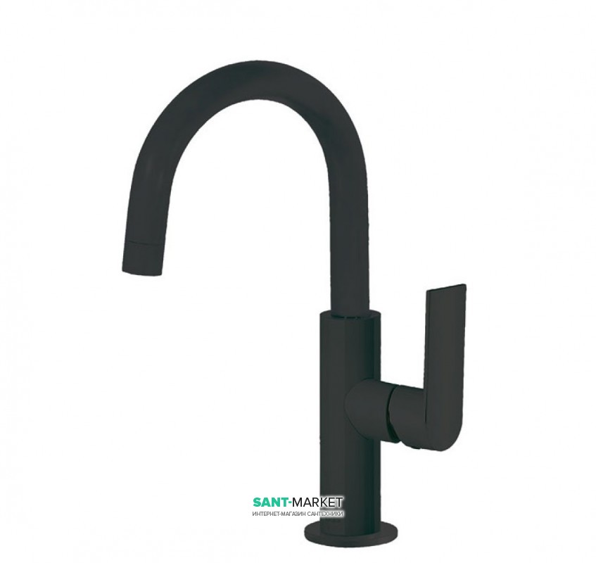 Смеситель для раковины Tres Loft colors однорычажный с поворотным изливом черный матовый 20020504NM