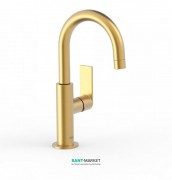 Смеситель для раковины Tres Loft colors однорычажный с поворотным изливом золото матовый 20020504OM