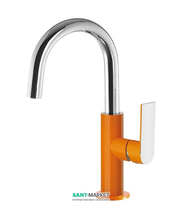 Смеситель для раковины Tres Loft colors однорычажный с поворотным изливом апельсиновый/хром 20020504NA