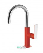 Смеситель для раковины Tres Loft colors однорычажный с поворотным изливом красный/хром 20020504RO