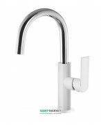 Смеситель для раковины Tres Loft colors однорычажный с поворотным изливом белый/хром 20020504BL