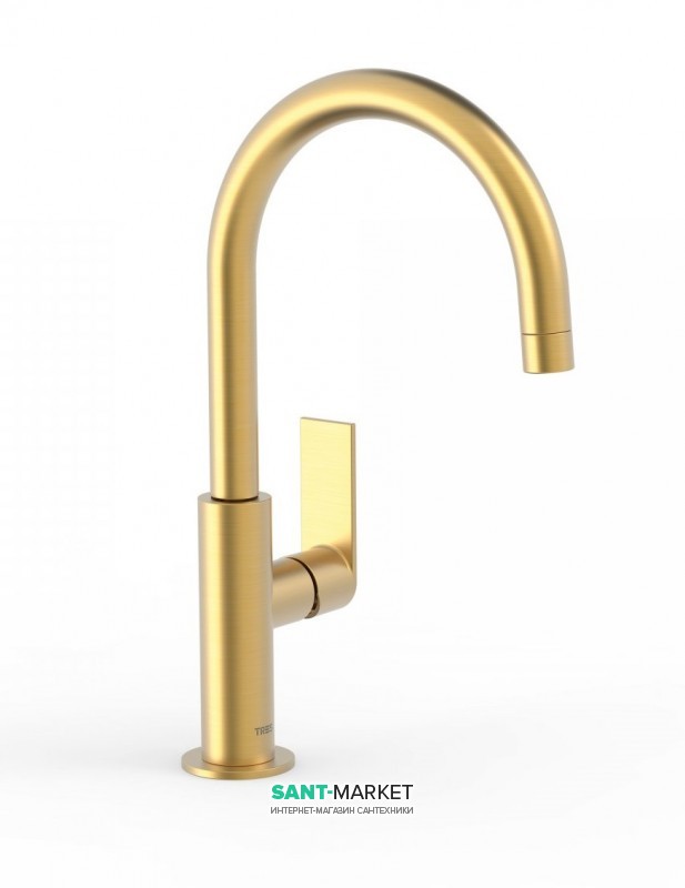 Смеситель для раковины Tres Loft colors однорычажный с поворотным изливом золото матовый 20020505OM