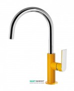 Змішувач для раковини Tres Loft colors одноважільний з поворотним виливом янтарно-жовтий/хром 20020505AM