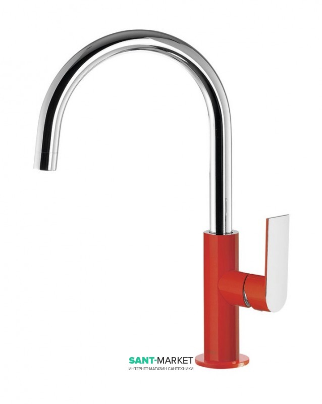 Смеситель для раковины Tres Loft colors однорычажный с поворотным изливом красный/хром 20020505RO