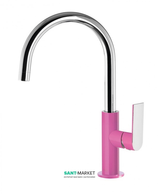 Змішувач для раковини Tres Loft colors одноважільний з поворотним виливом фуксія/хром 20020505FU