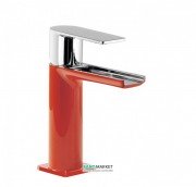 Змішувач для раковини Tres Loft colors одноважільний з відкритим каскадним виливом червоний/хром 20011001RO