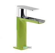 Змішувач для раковини Tres Loft colors одноважільний з відкритим каскадним виливом зелений/хром 20011001VE