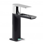 Смеситель для раковины Tres Loft colors однорычажный с открытым каскадным изливом черный/хром 20011001NE