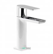 Смеситель для раковины Tres Loft colors однорычажный с открытым каскадным изливом белый/хром 20011001BL